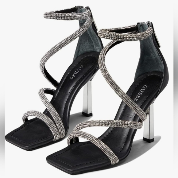 NWB GUESS Womens Lalali‎ Embellished Strappy Sandals Black Size 10 - Picture 1 of 8